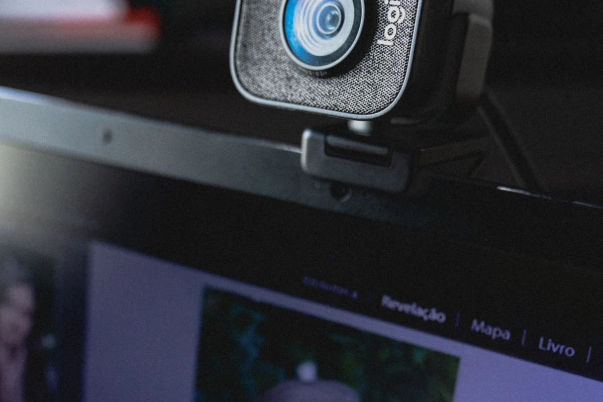 Webcam mounted at the top of a screen