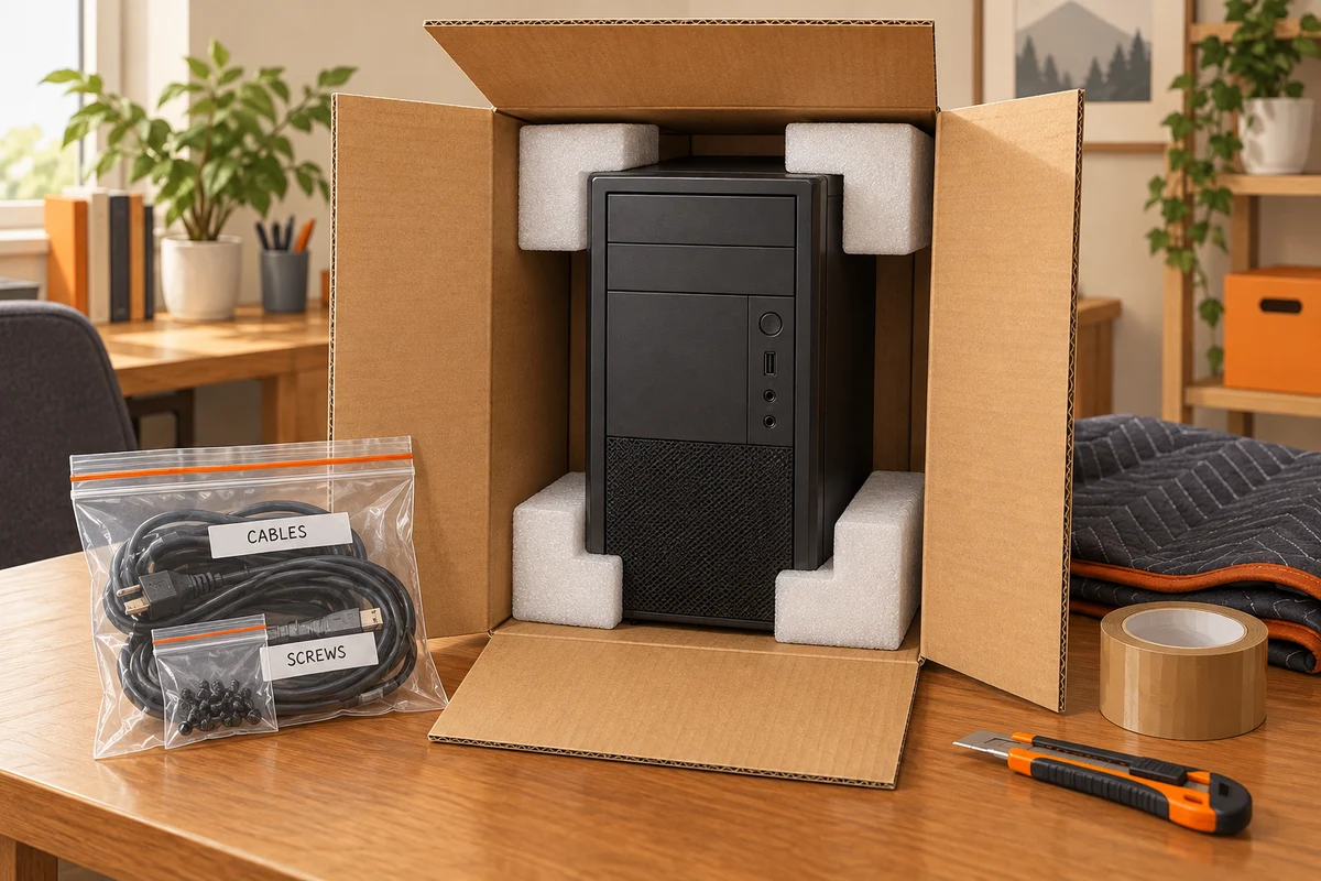 Illustration: Moving a desktop computer safely