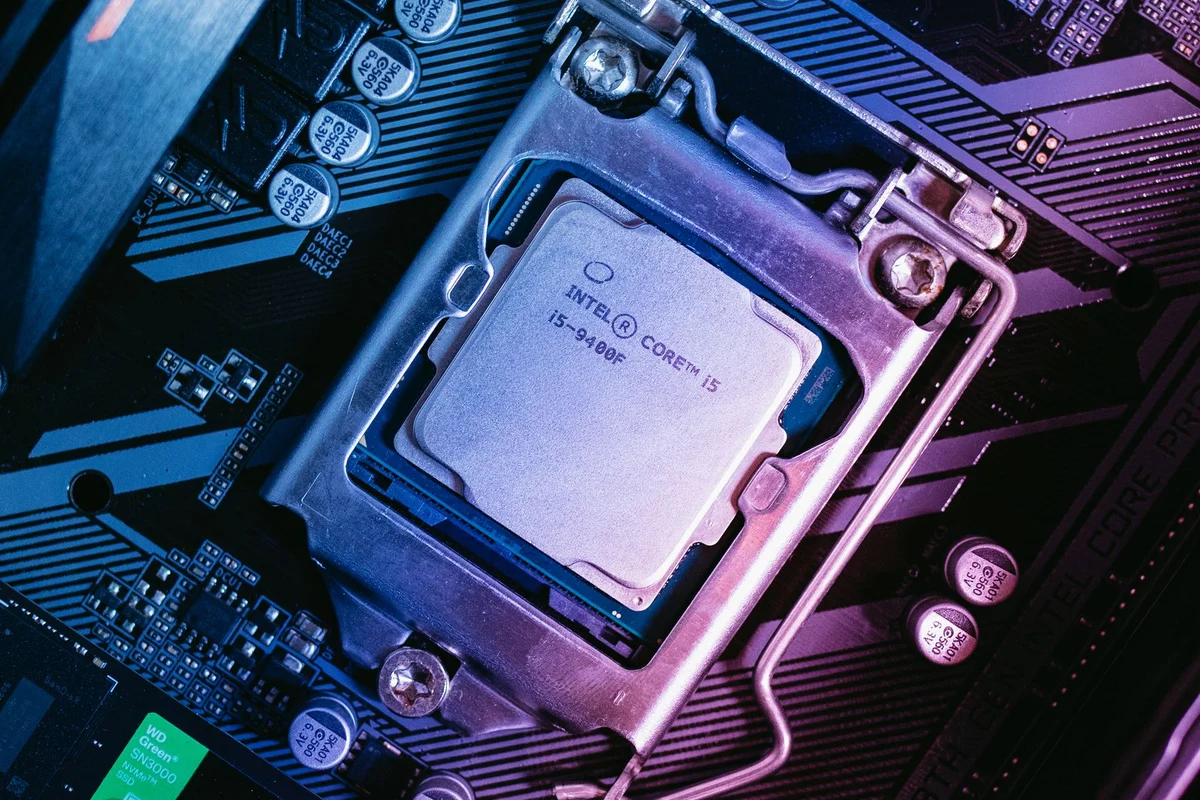 Intel processor on a motherboard