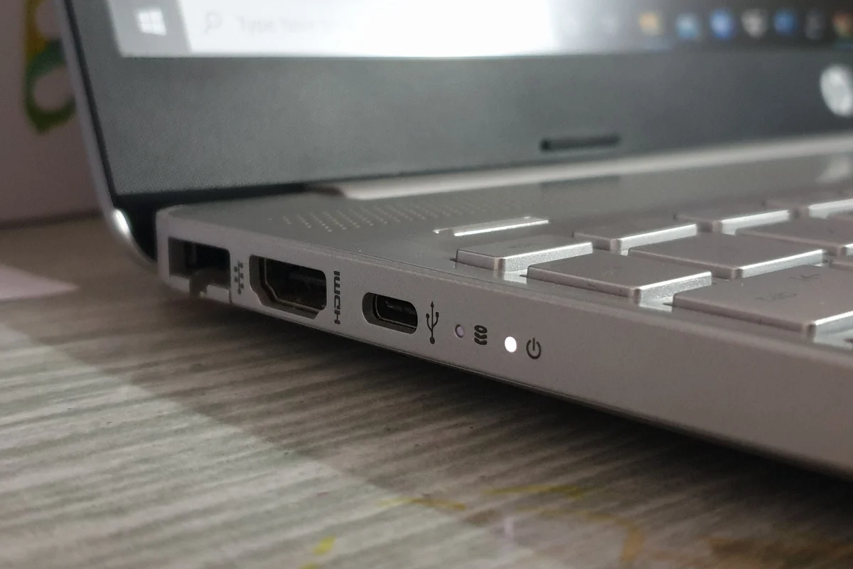 Network, display and audio ports on a laptop