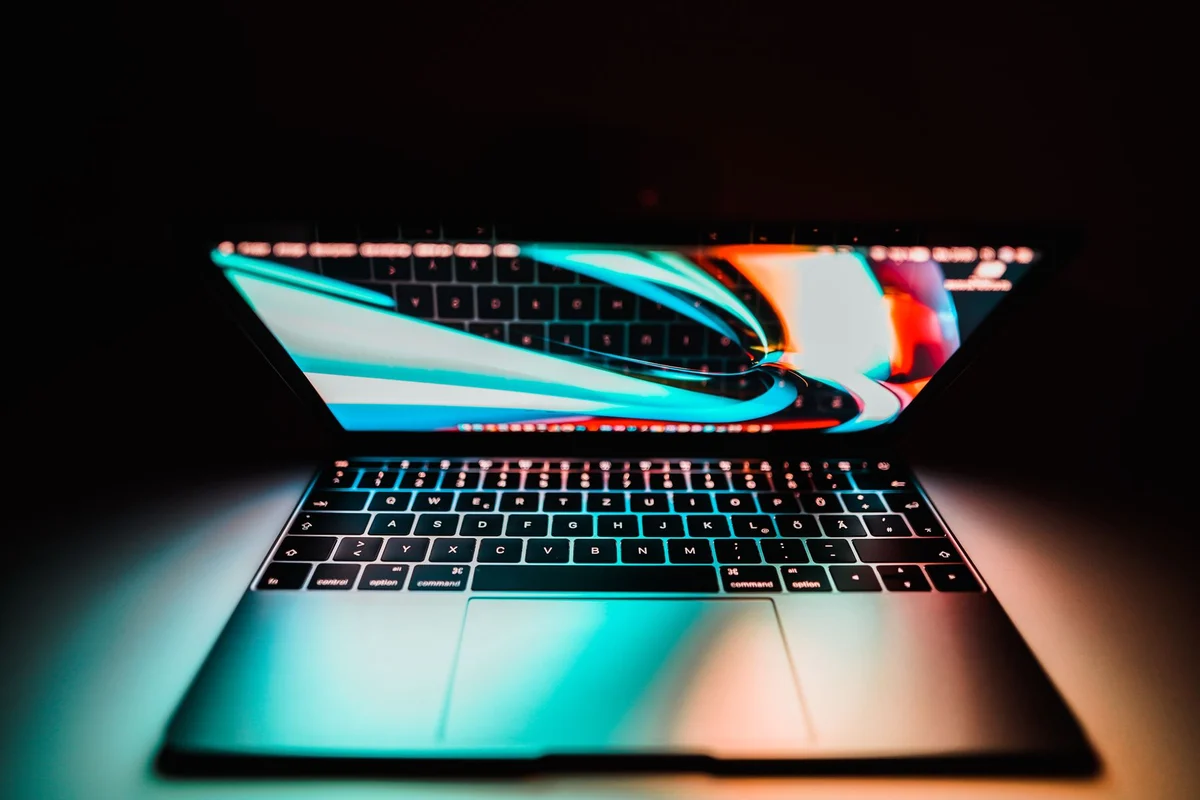 Keyboard reflected in a laptop screen
