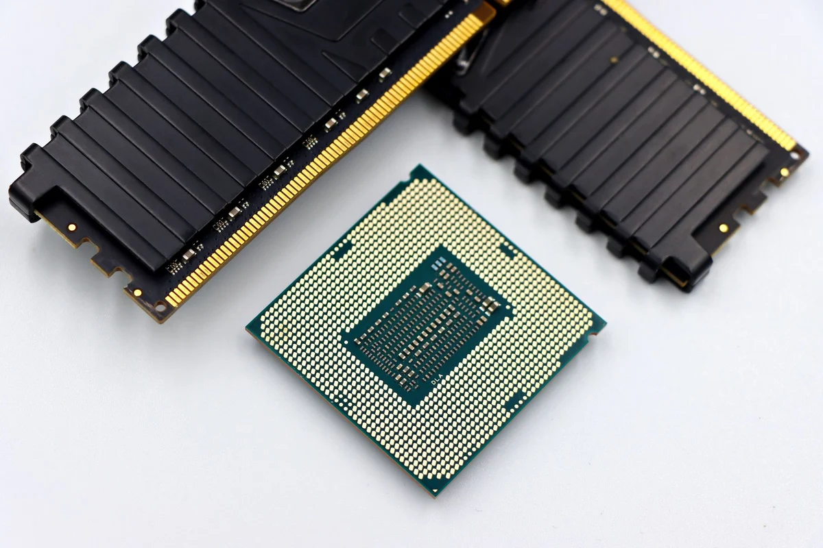 Two memory modules beside a processor