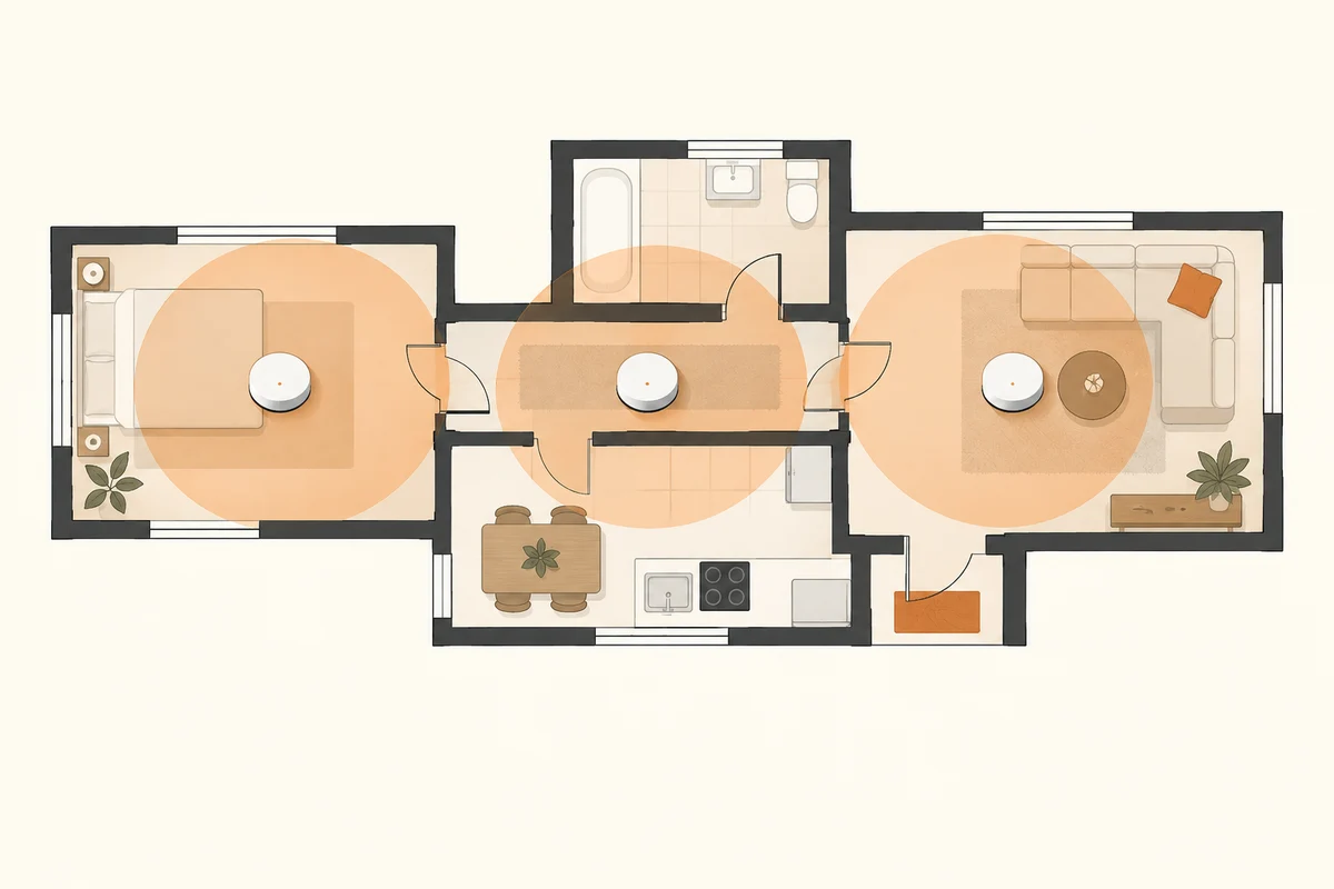 Illustration: Planning mesh Wi-Fi node spacing