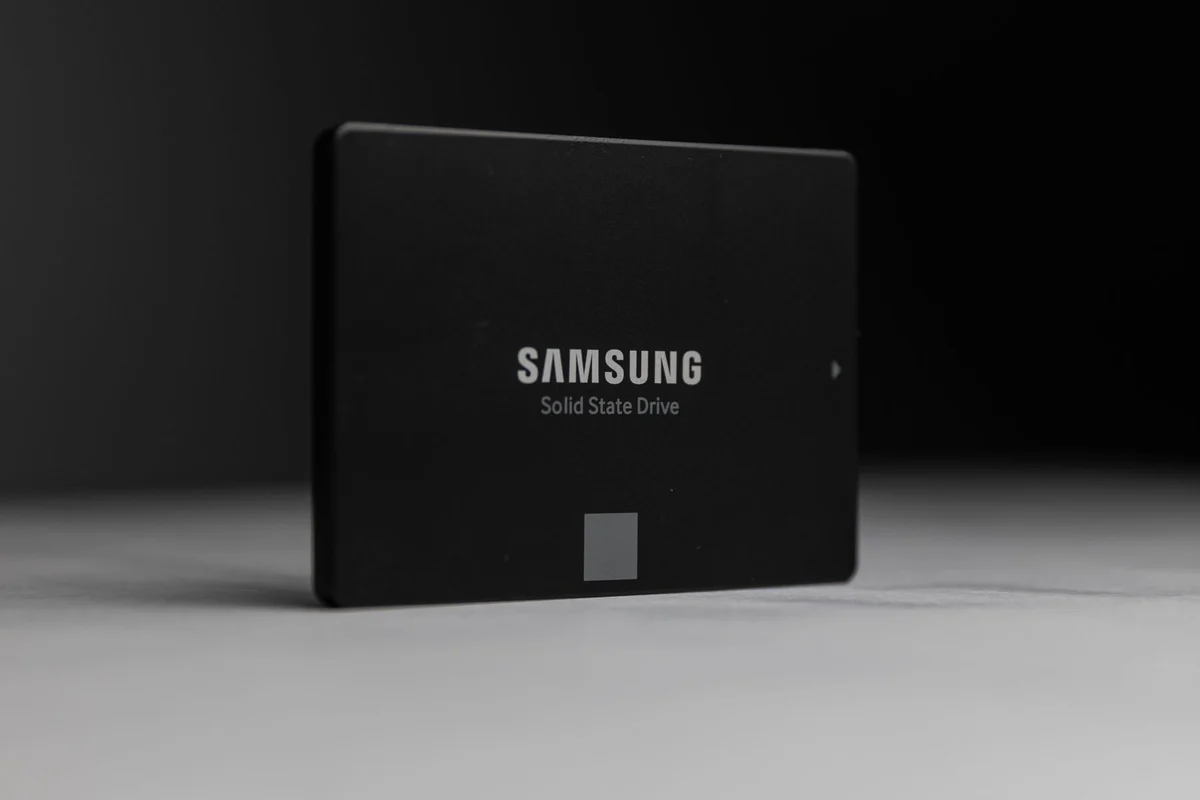 SATA SSD in a black casing