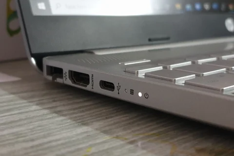 Network, display and audio ports on a laptop