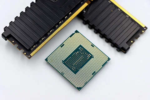 Two memory modules beside a processor