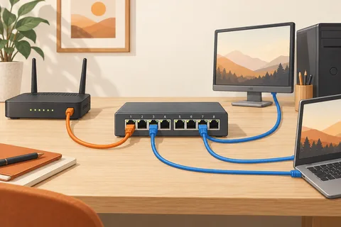 Illustration: Adding wired devices with a network switch