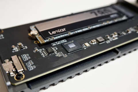 M.2 SSD inside an opened laptop