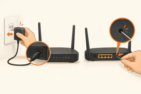 Illustration: Restarting a router versus resetting it