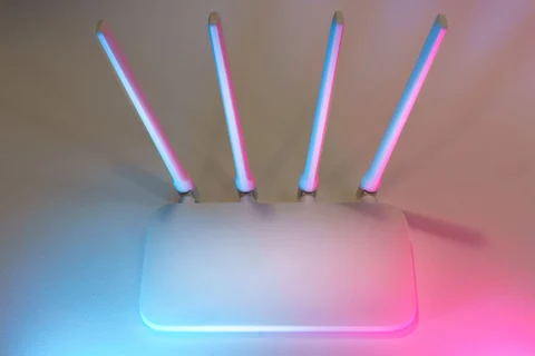 Router with its antennas raised