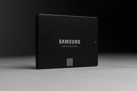 SATA SSD in a black casing