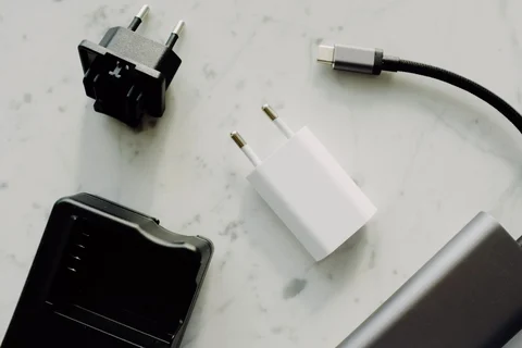 USB-C connector beside power adapters