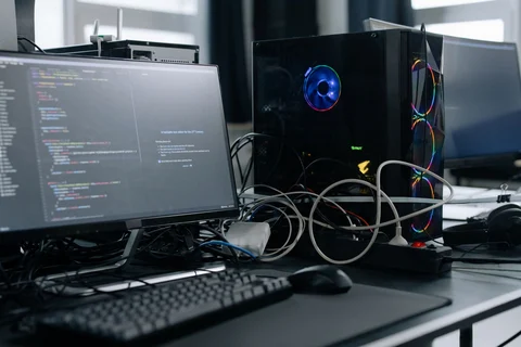 Desktop PC and monitor on a desk