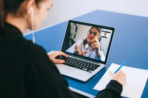 Video call on a laptop